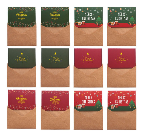 Imagem 3 de 8 de 12 Pcs Cartões Retrô Natal Impresso Feliz Christma