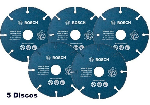 5 Discos Corte Para Madeira Bosch 110mm Maquifer