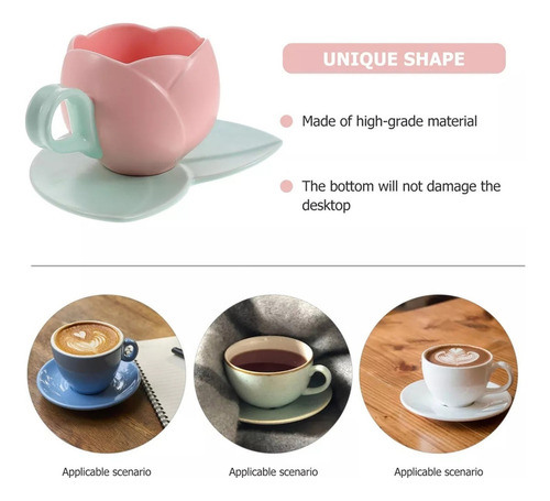 Juego De Tazas De Café De Cerámica Con Diseño De Tulipán Y
