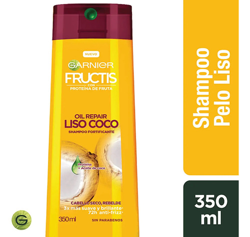 Shampoo Fructis Oil Repair Liso Coco 350ml Pack X3 - Garnier