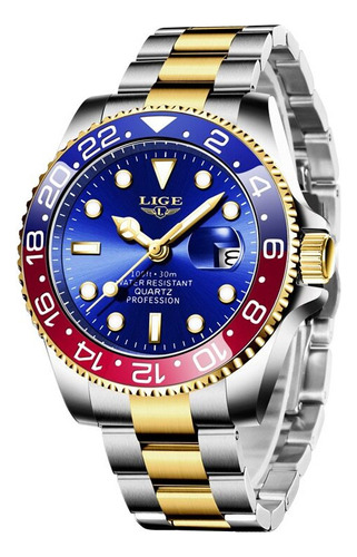 Reloj Lige Military Waterproof Date Para Hombre, Color Azul