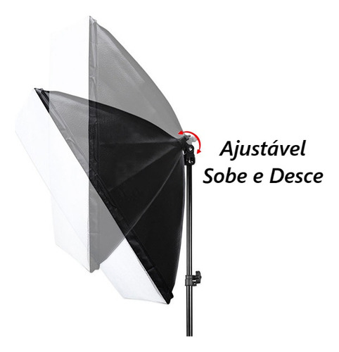 Kit Softbox 50x70 Luz Contínua E27 C/ Tripé 2m Estúdio Foto