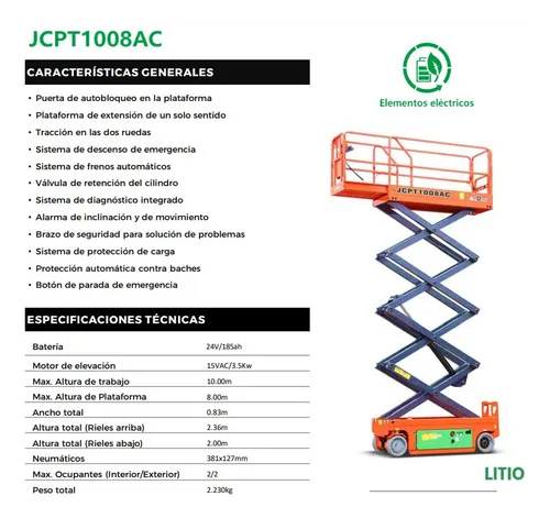 Elevador Tijera Dingli - 8 Mts - Electrico Bat. Litio!!