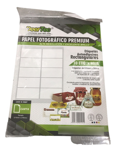 Papel De 10 Etiquetas Autoadhesivas 100mm X 50mm Deertec Sgi