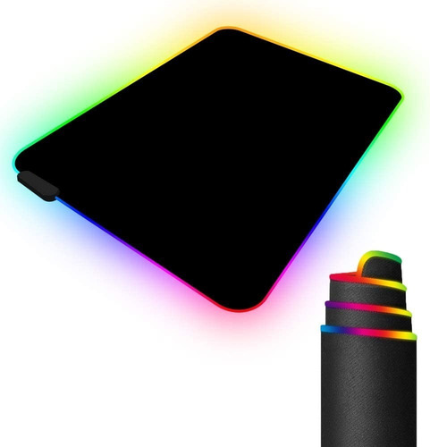 Tapete Gamer Color Negro Con Luz Rgb Para Mouse 25 X 35 Cm