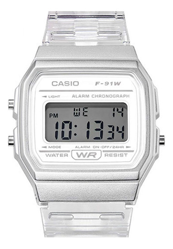 Reloj Para Mujer Casio Vintage F-91ws-7df Transparente