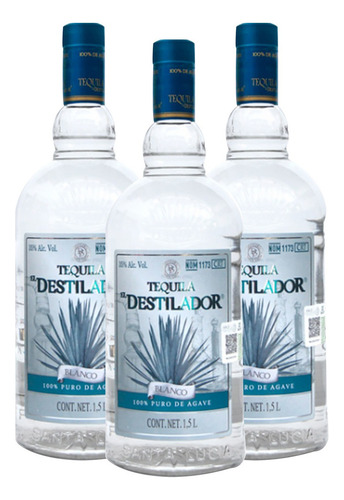 Tripack Tequila Destilador Blanco 1.5l