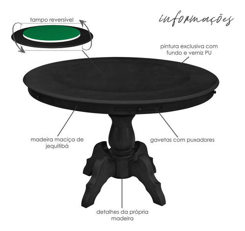 Mesa Jogos Montreal Com Gavetas Preto Fosco - Gran Belo