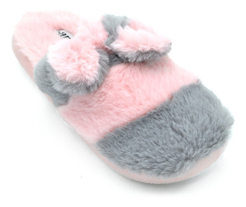 Pantuflas Andrea Rosa Gris Mujer Dama Comoda Suaves Orejitas