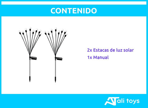 Luces Solares Led Jardin Exterior Ramo Bombillas Estaca X 2 Color Negro