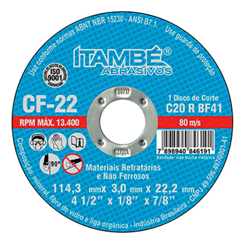 Disco Corte Itambe Refr 4.1/2x7/8 Cf22