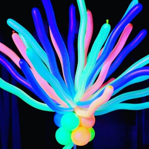 Globos Payaso Neon Surtidos 100 Pz #270 Latex Biodegradable