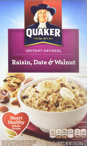 Quaker Pasas De Avena Instantanea, Datiles Y Nueces, 1.3 Onz