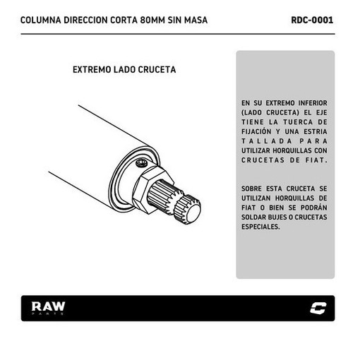 Imagen 5 de 7 de Columna De Direccion Para Extractor Volante 80mm Raw Parts