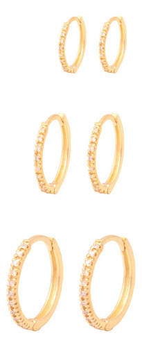 Trio De Argolas Com Diamantes Em Ouro 18k