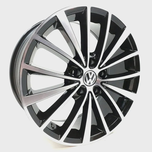 Rodas Aro 17 Jetta Passat Golf 5x112 Brw 810 Jogo + Bicos Cor Preto Diamantado