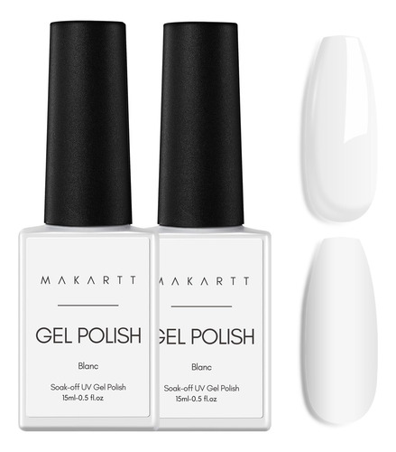 Makartt Juego De 2 Esmaltes De Unas De Gel Blanco De 0.5 Onz