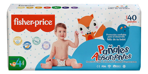 Pañales Para Bebe Fisher-price Etapa 4 100% Absorción 40 Pzs Género Niños