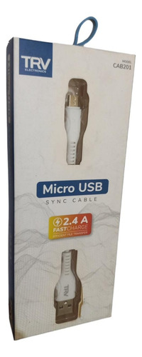 Cable Usb Micro Usb 1mts Blanco Trv 3a Premium Carga Rapida