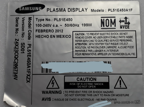 Botonera Samsung Pl51e450a1f Bn41-01804a (Usado)