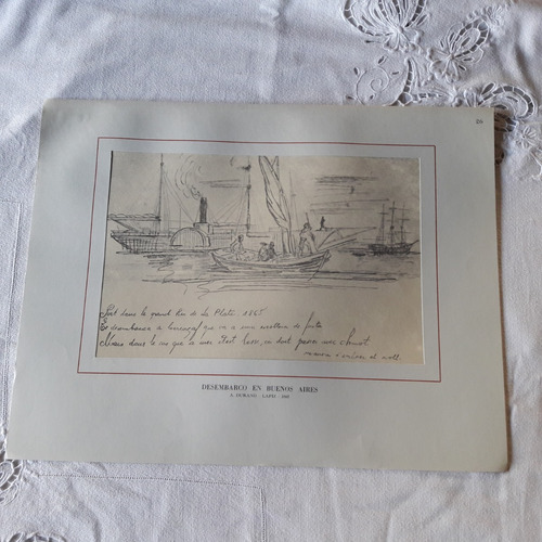 Lamina Desembarco En Buenos Aires - A Durand - Lapiz 1865