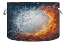 Comprar Cesta De Almacenaje Plegable Con Diseño De Voleibol En Fuego