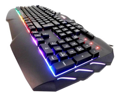 Teclado gamer Soul XK700 QWERTY inglés color negro con luz RGB USB