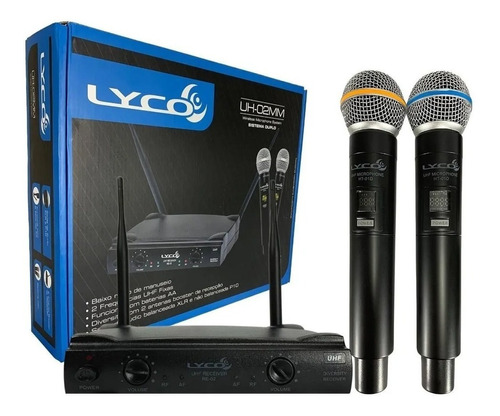 Microfone Lyco Uh02mm Sem Fio Duplo Mão Xlr P10 Com Maleta 