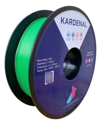 1 Kg 1.75mm Filamento Pla Premium Kardenal Color Verde
