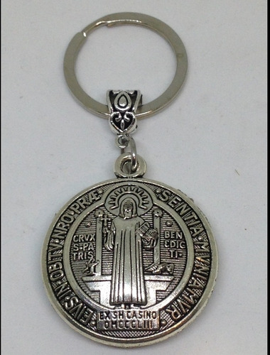 Imagen 4 de 7 de San Benito Medalla Llave 6cm Plata Tibetana