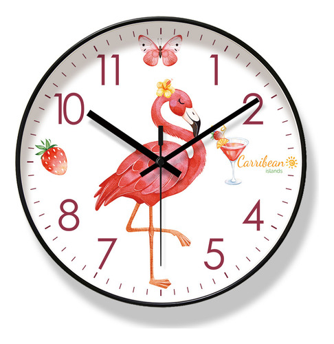 Reloj De Pared Love Flamingo Pink Reloj Silencioso De Bolsil