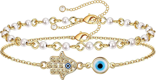 Hidepoo - Pulsera Para Mujer, Diseño De Ojo Malvado En Capas