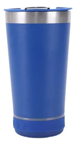 Vaso Termino Cerveza 473 Ml Con Parlante Y Abre Botellas Color Azul