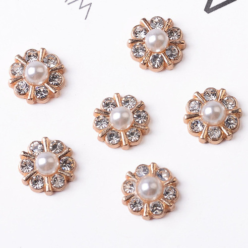 Hebilla De Perlas Y Diamantes De Imitación De 12 Mm 40pcs