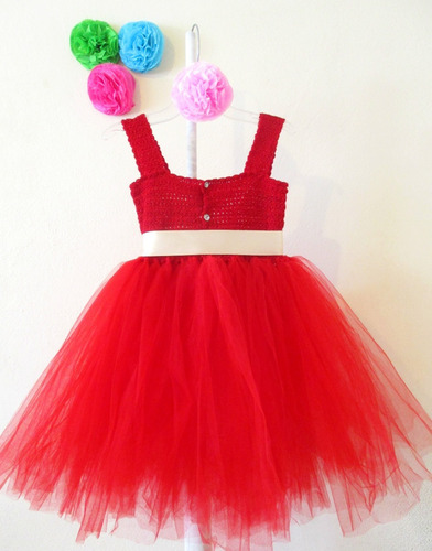 Vestido Crochet Con Tul Niña Talla 3 Años Rojo | Meses sin intereses Vestido Crochet Con Tul Niña Talla 3 Años Rojo | Meses sin intereses