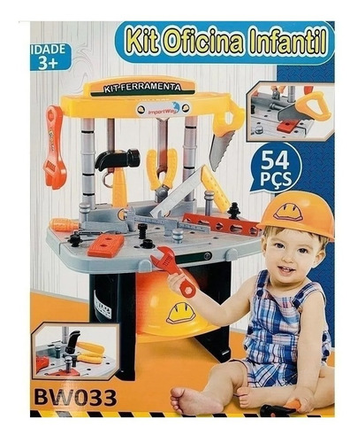 Kit Bancada Oficina Infantil Com Ferramentas 54 Peças