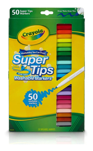 Imagen 1 de 4 de Crayola Marcadores Lavables Super Tips Caja De 50  