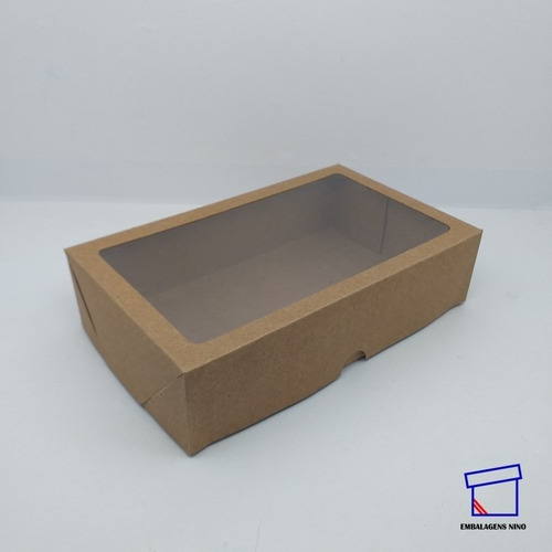 Imagem 2 de 4 de 30 Caixas Kraft De Presente 20x12x5cm C/visor Retangulares