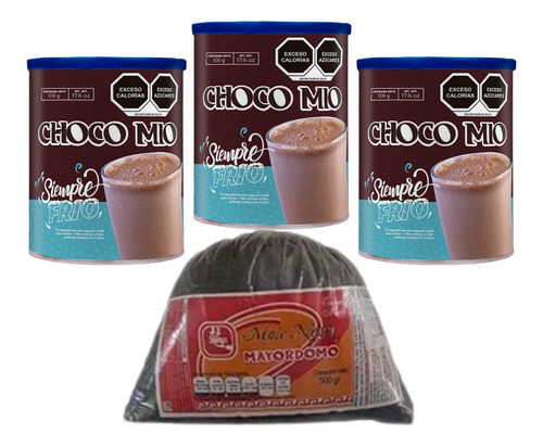 3 Botes Choco Mio Malteada 500 Gr Y 1  Mole Negro De 500g