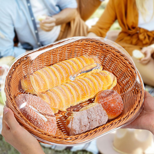 Nueva Cesta Redonda De Mimbre Para Pan Con Fruta Y Tapa.