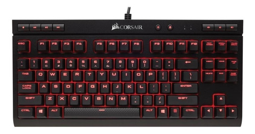 Teclado gamer Corsair K63 Compact QWERTY español España color negro con luz roja