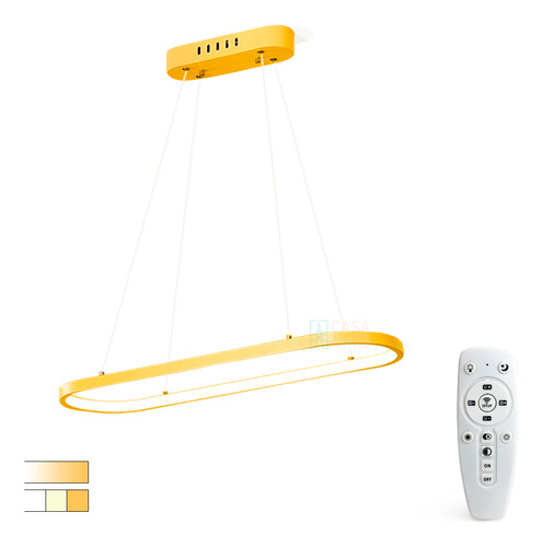 Pendente Led Oval Dourado Quarto Cozinha Mesa Controle 3 Tons Dimmer Moderno Forro Gesso Bancada Casa Attract 4x4sc