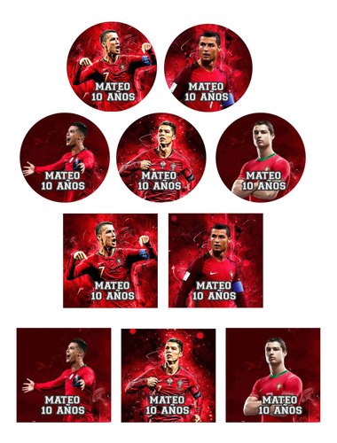 Ronaldo 80 Stickers Adhesivos Candybar Personalizad Portugal