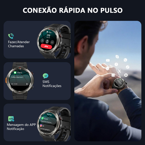 Relógio Inteligente Baolubao W50 Resistente Água IP68 Cor Preta