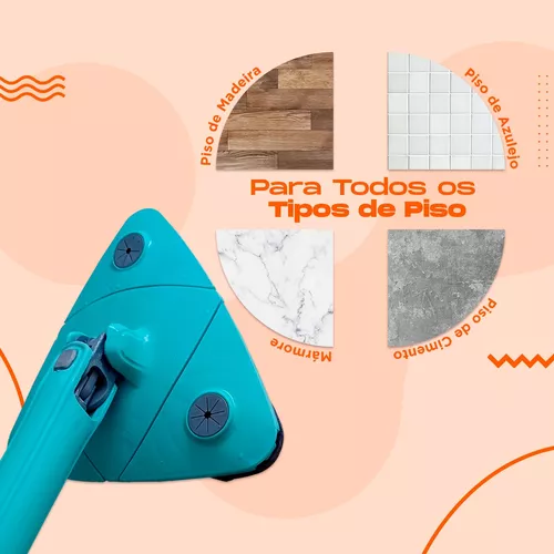 Limpador e Esfregão Triangular Mop Ajustável Giratório Vortex 360° + 2  Refil – Minha loja