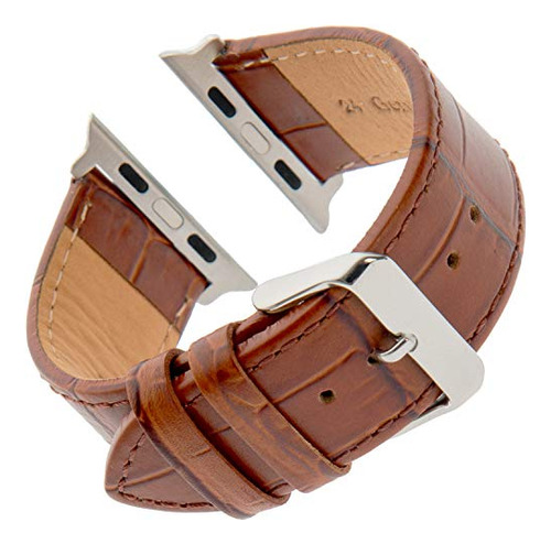 Gilden Gator-grain Calfskin Brown Leather Smart Watch Strap