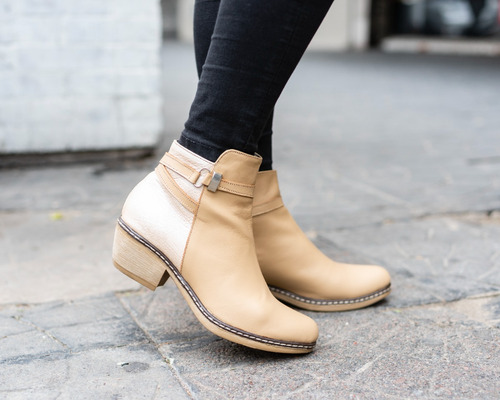 Imagen 2 de 10 de Botinetas Botas Botitas Zapatos Mujer Cuero Taco Fino