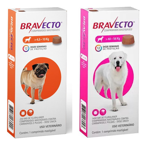 Bravecto De 4,5 A 10kg + 1 Bravecto De 40 A 56kg - Msd