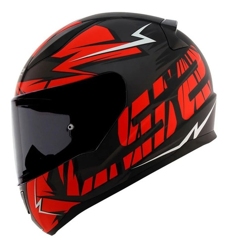 Capacete Ls2 Rapid Ff353 Cromo Preto Fosco Vermelho Red