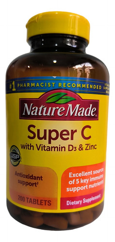 Vitamina C Con D3 Y Zinc. Super C Nature Made. Importada